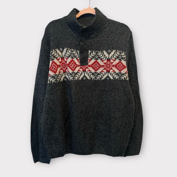 Oscar De Larenta Oversized 3/4 Button Pullover Oversized Fisherman Sweater XL - Picture 2 of 14